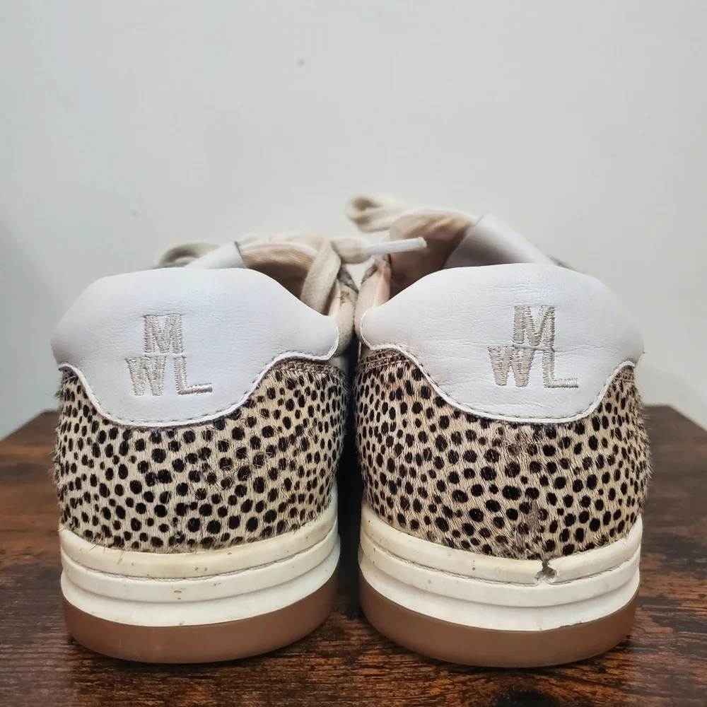 Madewell Court Sneakers Spotted Calf Hair Size 8 Sand Beige